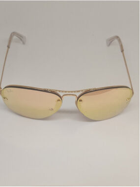 Ray-Ban Gold Aviator Sunglasses Pink Mirrored Lenses w/ Ray-Ban Case
